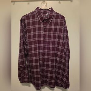 Arrow Men's Burgundy and Gray Plaid Shirt XL